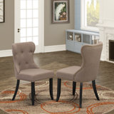 Garretson 18'' H Tufted Linen Fabric Upholstered Side Chair