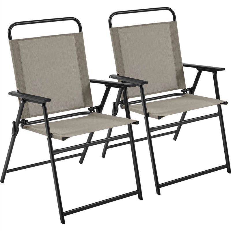 Folding Patio Dining Armchair, Brown, 2