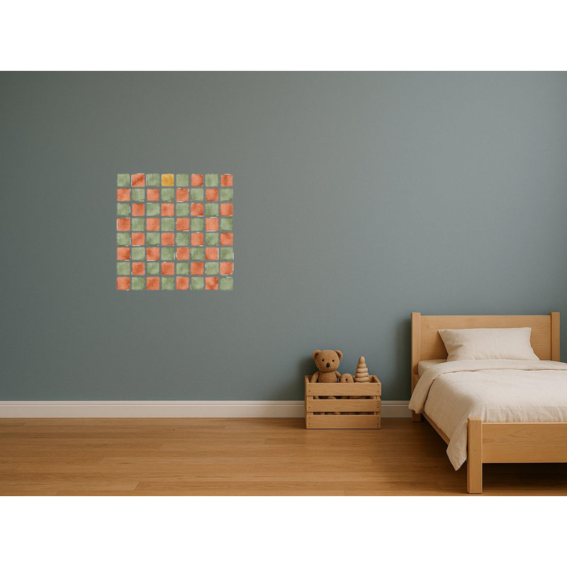 Checkerboard Square Wall Decals, Set of 135 Peel and Stick Nursery Wall Stickers, Satin Finish Removable Kids Room Wall Art, 20"W x 20"H (50 x 50 cm)