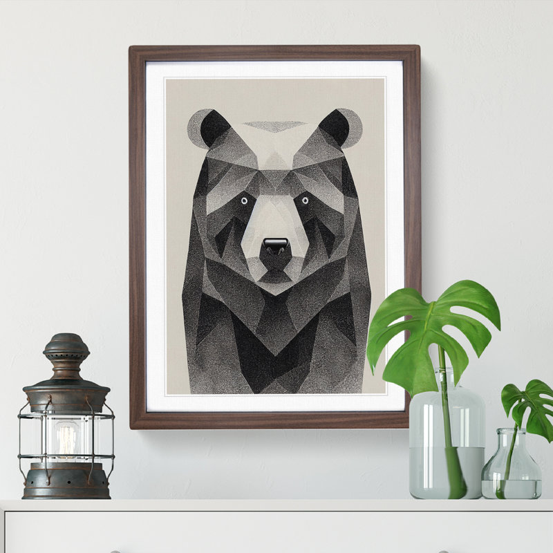 Contemporary Bear No.5 Abstract - Single Picture Frame Print, 34cm H x 25cm W x 2cm D, Brown Framed