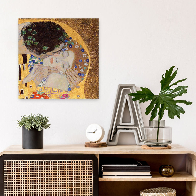 Le Baiser, estampe d'art mural abstrait contemporain de 1907-1908, H 18 po x l 18 po