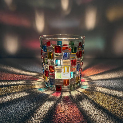 a glass Colorful Crystal Whiskey Glass
