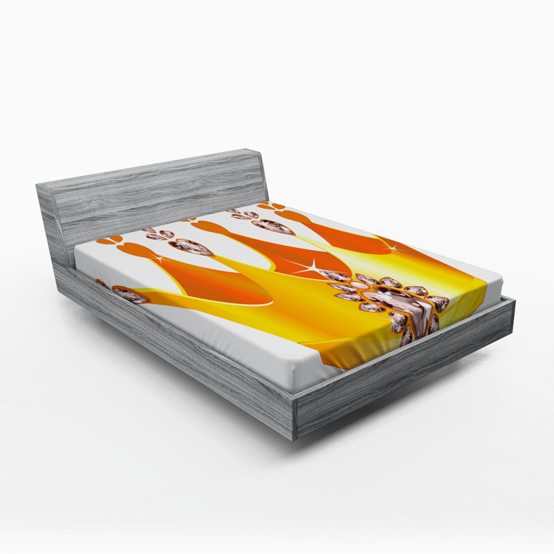 Full Size Orange and Yellow Microfiber Fitted Sheet