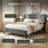 Velvet Upholstered Bed with Wingback Headboard-195891505-195891496