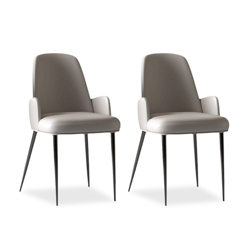 Chaise d'appoint à dossier solide gris (ensemble de 2)