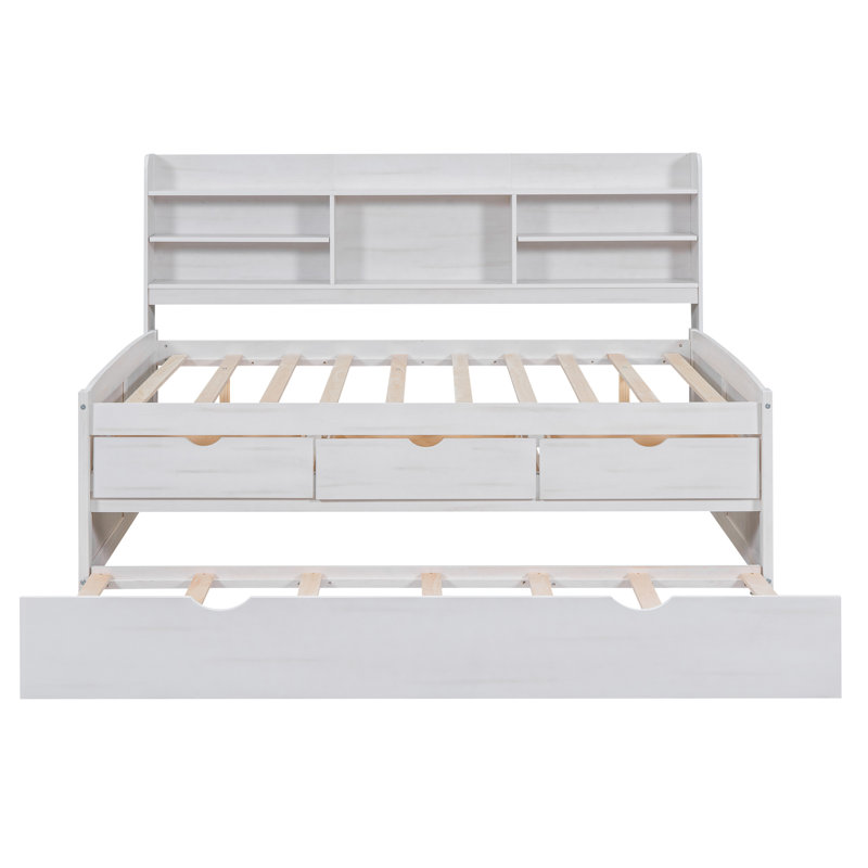 Lits de rangement peu encombrants, bois massif et bois aggloméré, finition blanche moderne