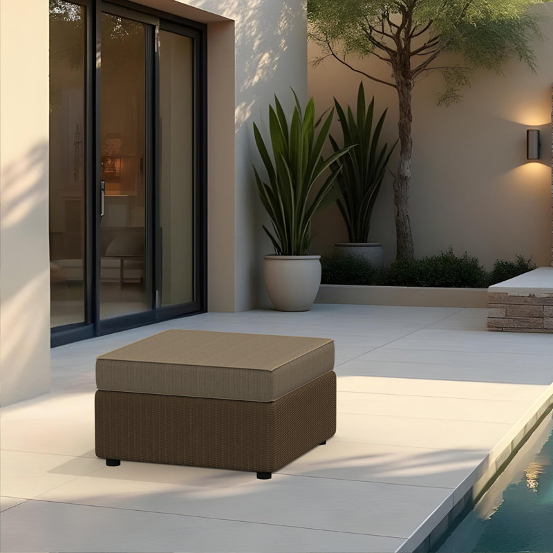 Coussin de repose-pieds pour patio intérieur / extérieur Sunbrella®, Beige/brun