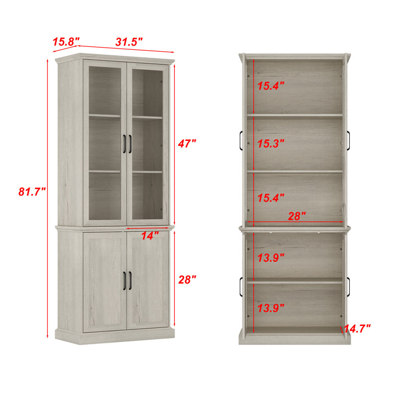 81.7'' H 5-Tier Display Case Curio Cabinet With Glass Doors