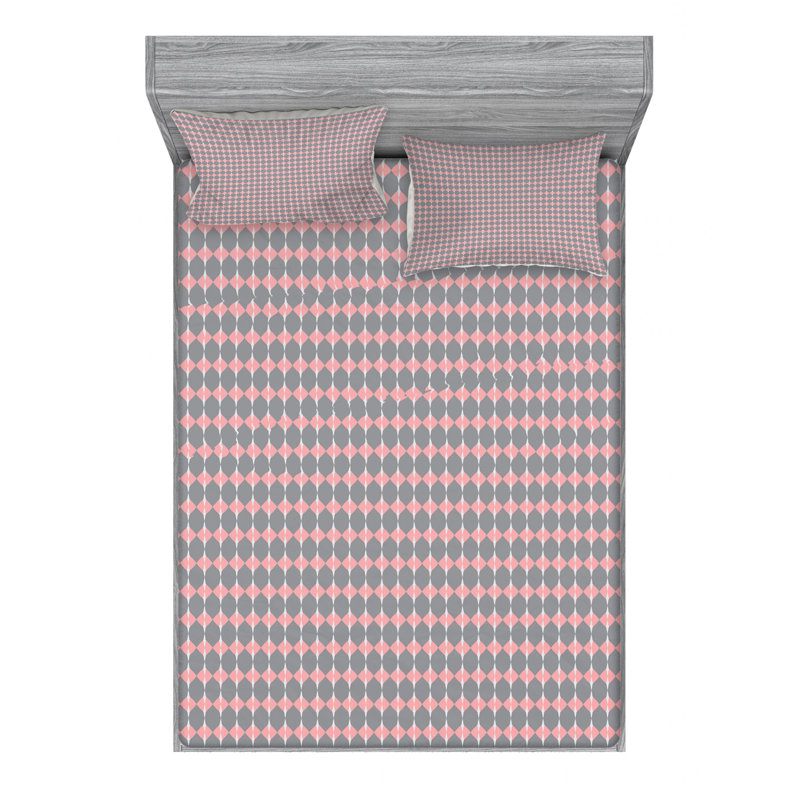 Microfiber Geometric Sheet Set, Full Sheet Set + Fitted Sheet + 2 Pillowcases