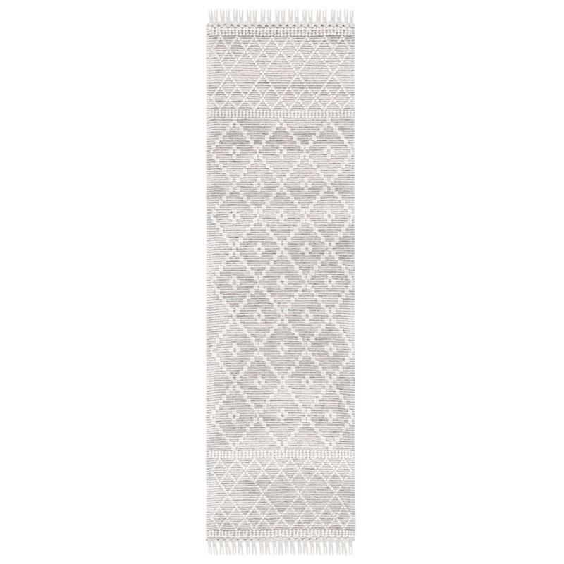 Heitzman Southwestern Hand-Loomed Ivory/Gray Area Rug, Runner 2'3" x 8'