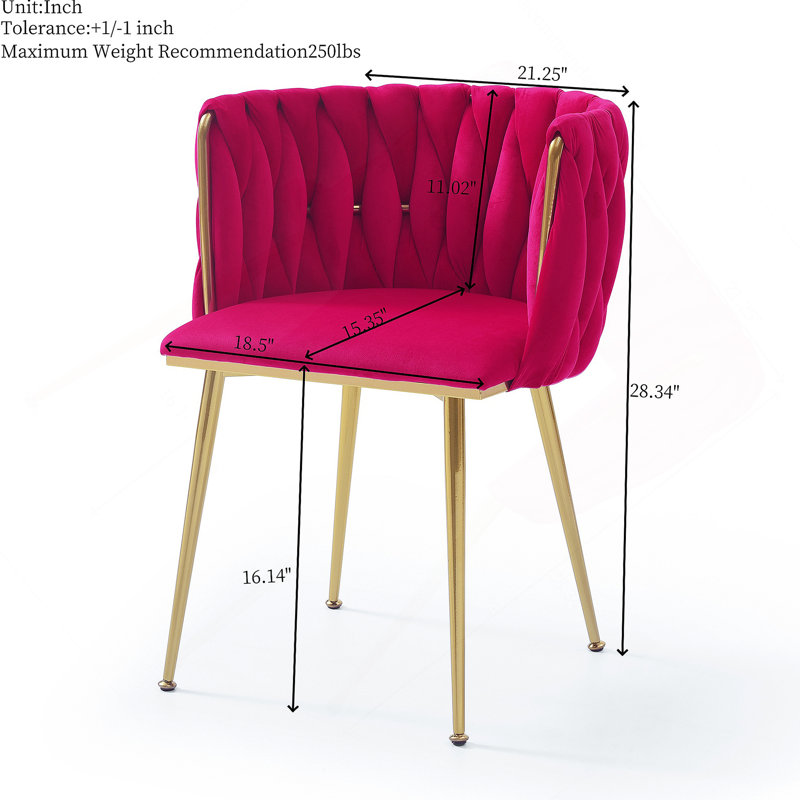 Ensemble de 2 chaises de salle à manger en velours Modern, Rose