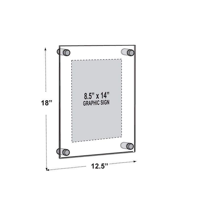 Clear Acrylic Floating Wall Frame with Silver Caps