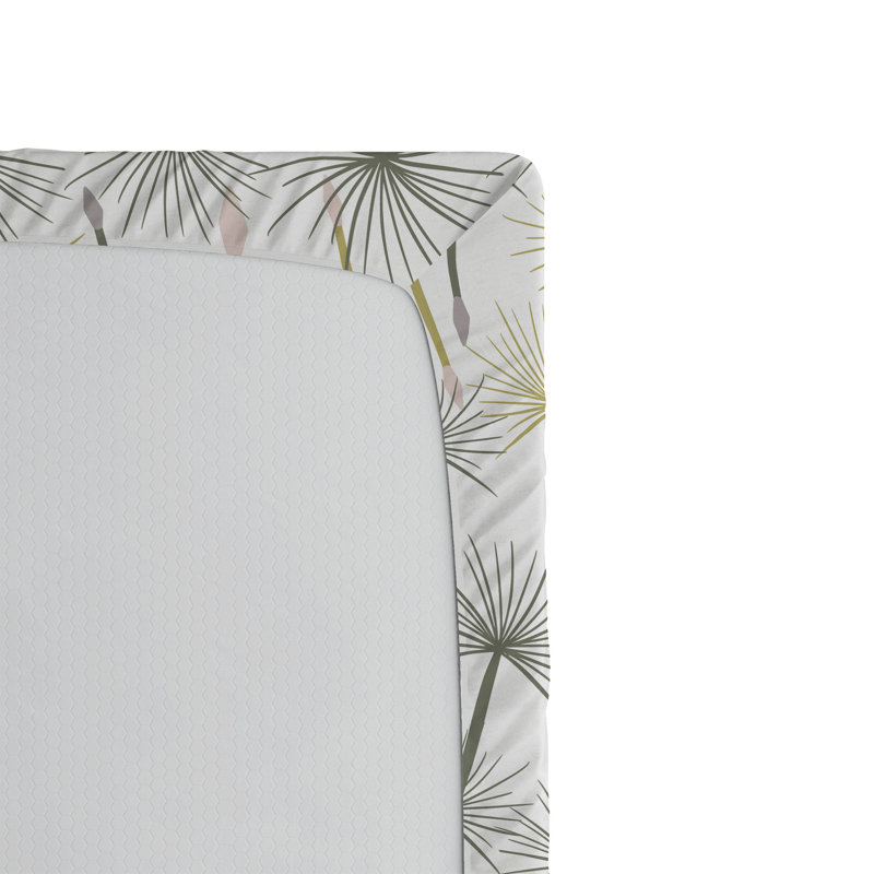 Drap-housse Ambesonne, Drap-housse grand, Vert pistache, blanc / floral 2