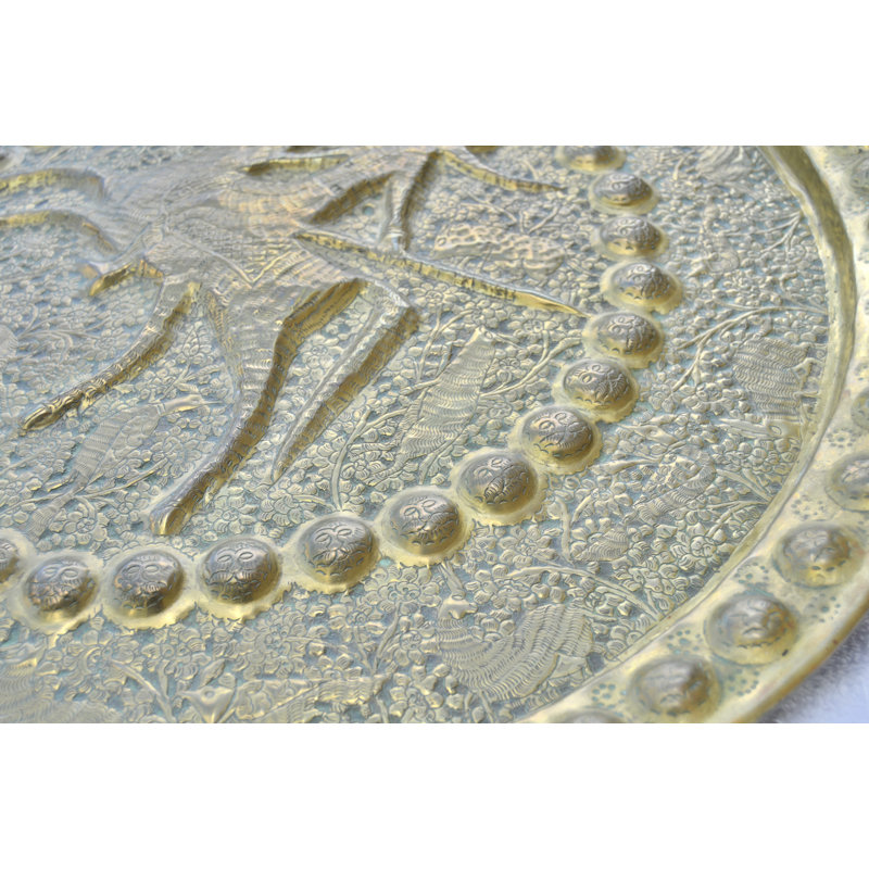 Early 20th Century Hand-engraved Spanish-colonial Brass Tray