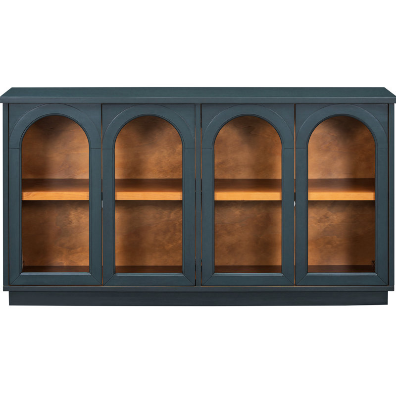 Armoire de rangement - Bleu marine. 4 portes avec tablettes réglables pour la maison. Élégant buffet bleu marine. Salle à manger. Fabrication.