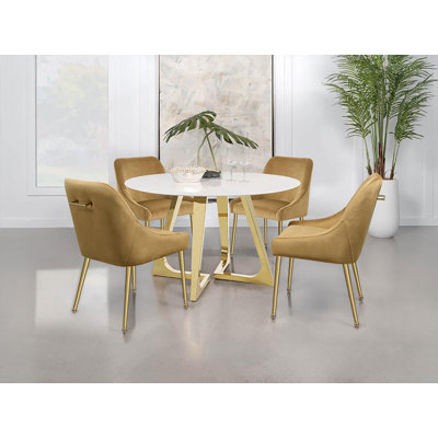 Jacobus 5-pcs Round Marble Top Dining Set