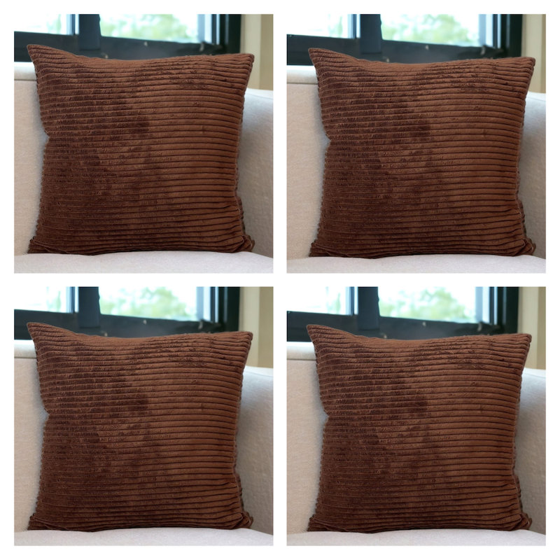 Nayely Square Throw Pillow Cover, Brown
