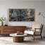 Tableau mural sur toile à grille géométrique bleu marine et rouille
