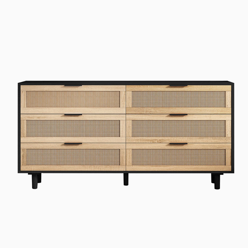 6 - Drawer Dresser,Double Dresser,Storage Cabinet With 6 Drawers,Sideboard,Console Table, Black