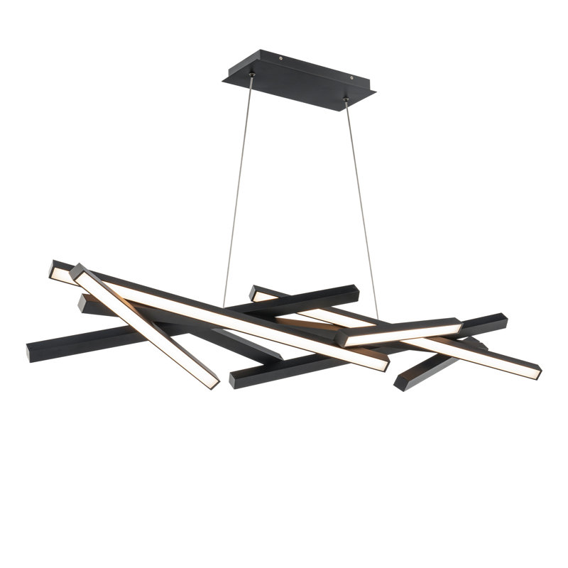 Luminaire suspendu linéaire à DEL à intensité variable 3000K Parallax, Noir, H 10,88 po x l 42 po x P 10,63 po