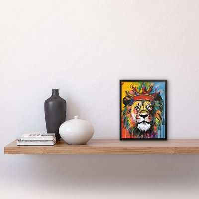Atchley King Of The Jungle Lion With Crown Modern Pop - Single Picture Frame Print