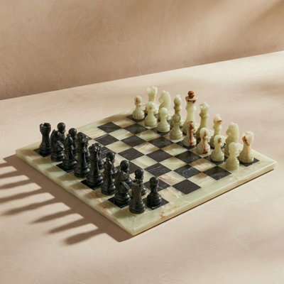 Green & Black Marble Chess Set