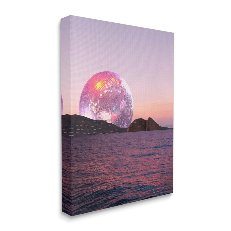 «Disco Ball Sunset», art mural par Lil 'Rue, H 20 po x l 16 po