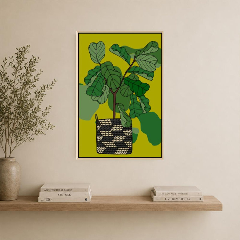 Oreilles d'éléphant en pot par Sundance Graphics - Graphisme sur toile, H 36 po x l 24 po, Cadre plat flottant, Bouleau