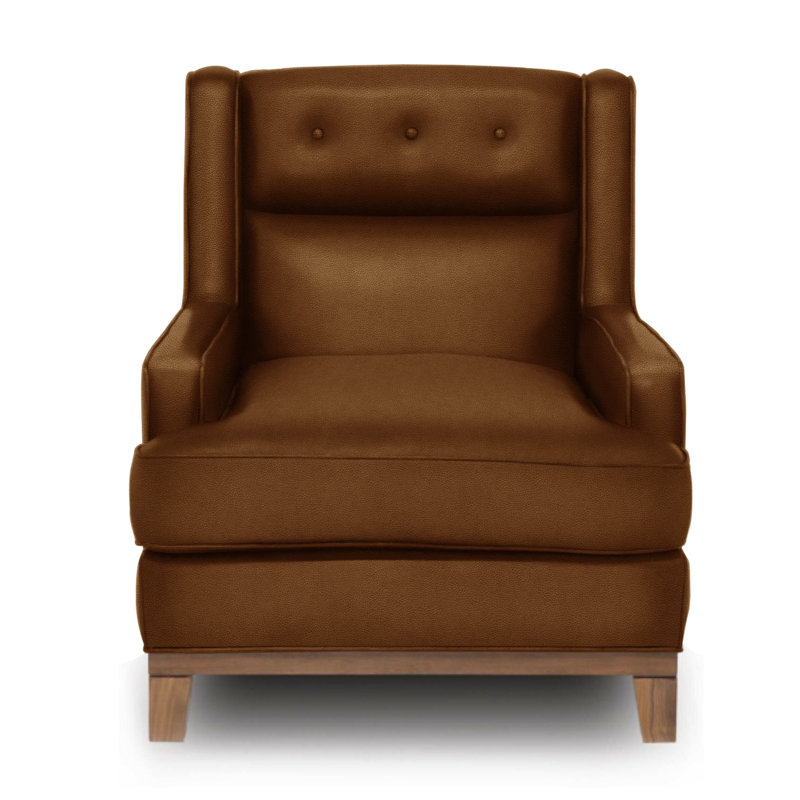 Fauteuil en cuir véritable capitonné 32 po de large Sevilla, Espresso, Selle (Maestro Artisano)