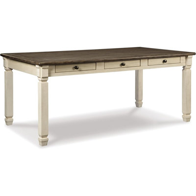 Farmhouse Dining Table With 6 Drawers, Seats 6, Whitewash