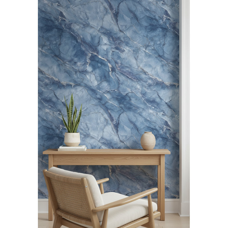 Marble Wallpaper Blue Mural Contemporary Wall Decor