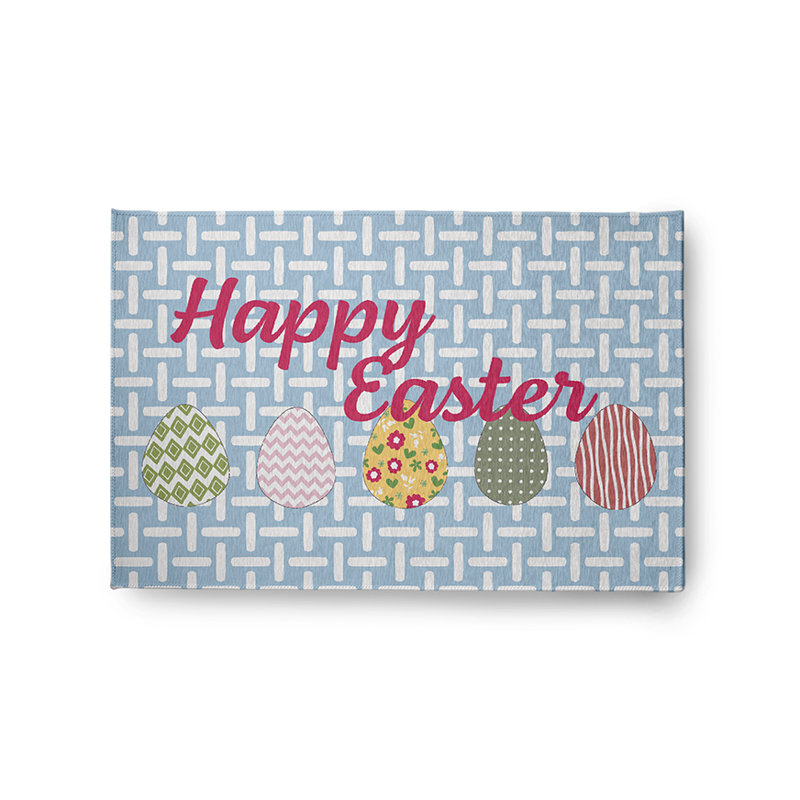 Tapis en chenille joyeux Pâques - CRHW1449BL47, Rectangle 2 pi x 3 pi