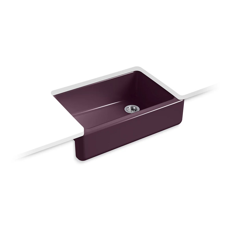 Whitehaven 33" x 22" Self-Trimming Under-Mount Single-Bowl Kitchen Sink with Tall Apron, Black Plum
