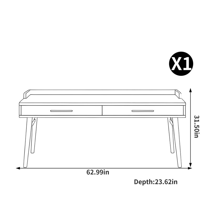 Grannis, H 31,5 po x l 62,99 po x P 23,62 po