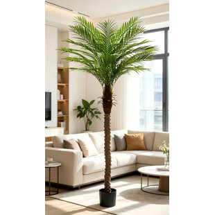 7Ft Artificial Phoenix Palm Tree With 15 Adjustable Tropical Fronds For Indoor Outdoor Decoration