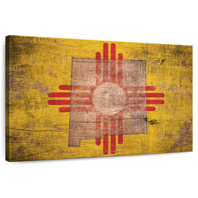Borges State Map Over New Mexico Flag, 20" H x 30" W