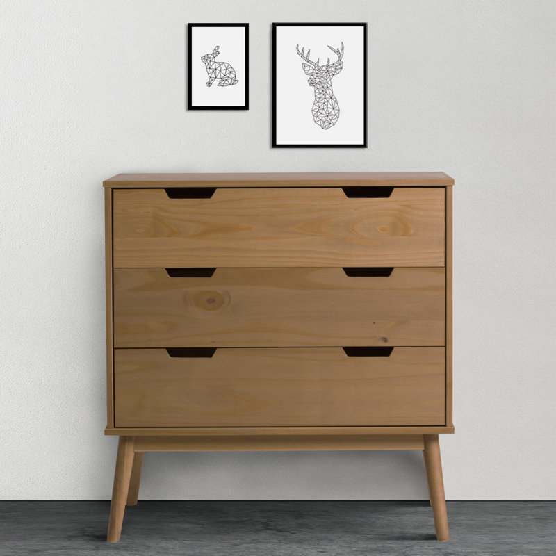 Apollonia Solid Wood 80cm W 3 - Drawer Chest of Drawers