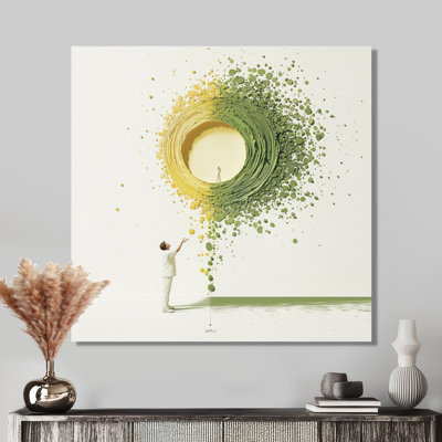 «Yellow and Green Golf Achieagement I», art mural inspirant en métal, impression moderne sur métal
