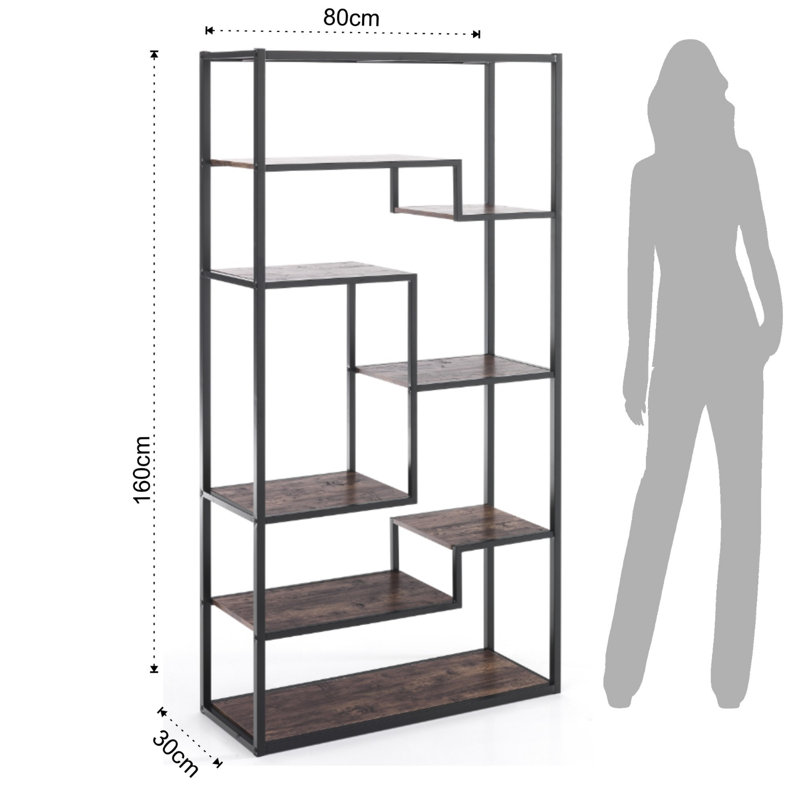 Yearsley 160cm H x 80cm W Steel Geometric Bookcase