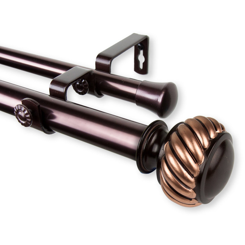 Tringle à rideaux double réglable 1 po Burgue, 66 po à 120 po, Bronze