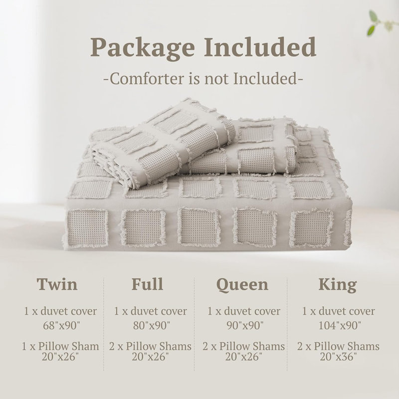 Modern Duvet Cover, Gray, Queen  Duvet Cover + 2 Standard Shams