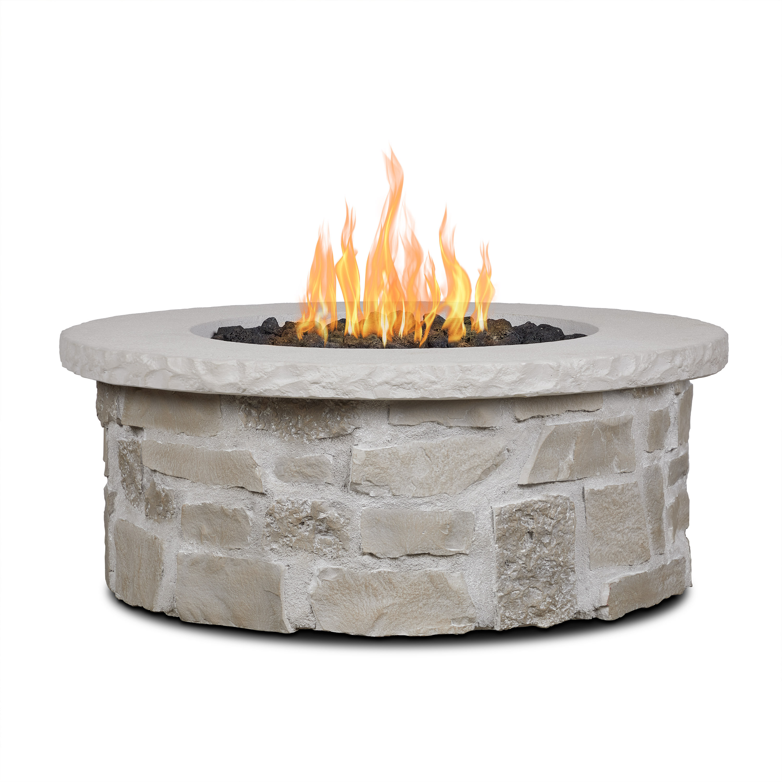 Scottsdale 40" Round Stone Propane Fire Pit Table By Real Flame