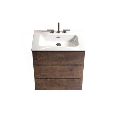 Meuble-lavabo autoportant avec lavabo et 3 trous de robinet