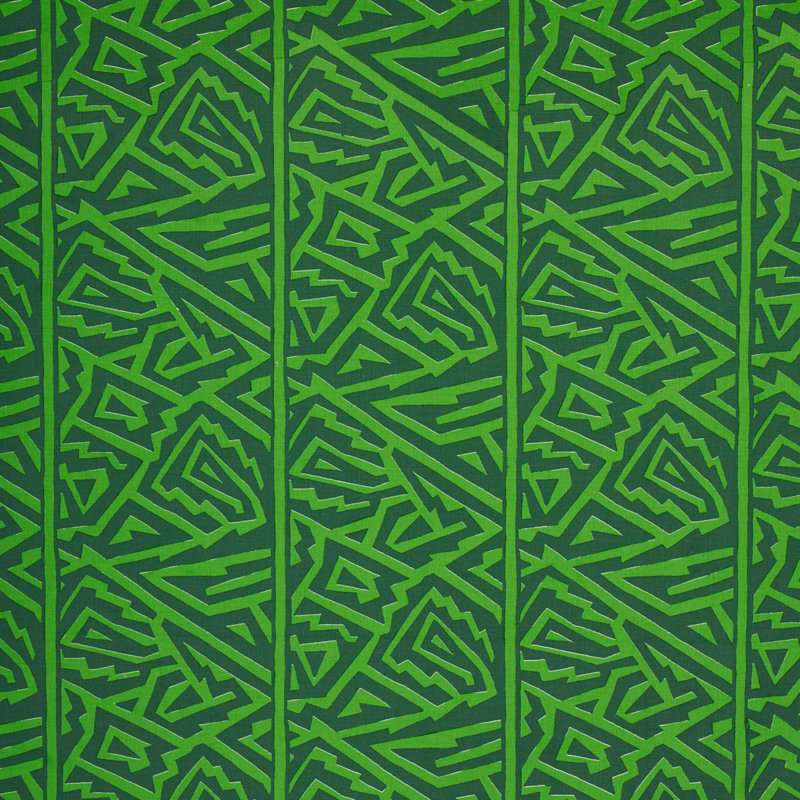 Schumacher x David Kaihoi Jagged Maze Fabric, Green