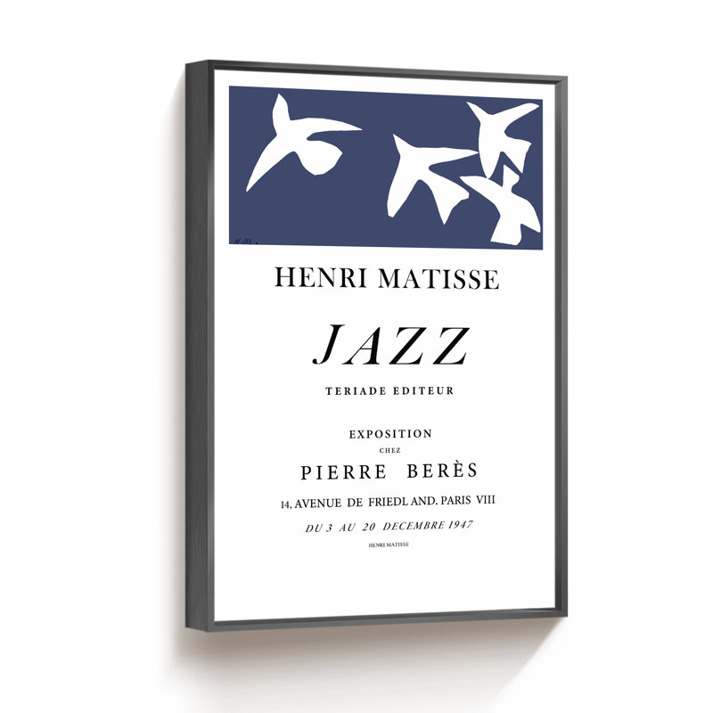 " Matisse Aesthetic Abstract ", 24" H x 16" W x 1.5" D, Black Framed