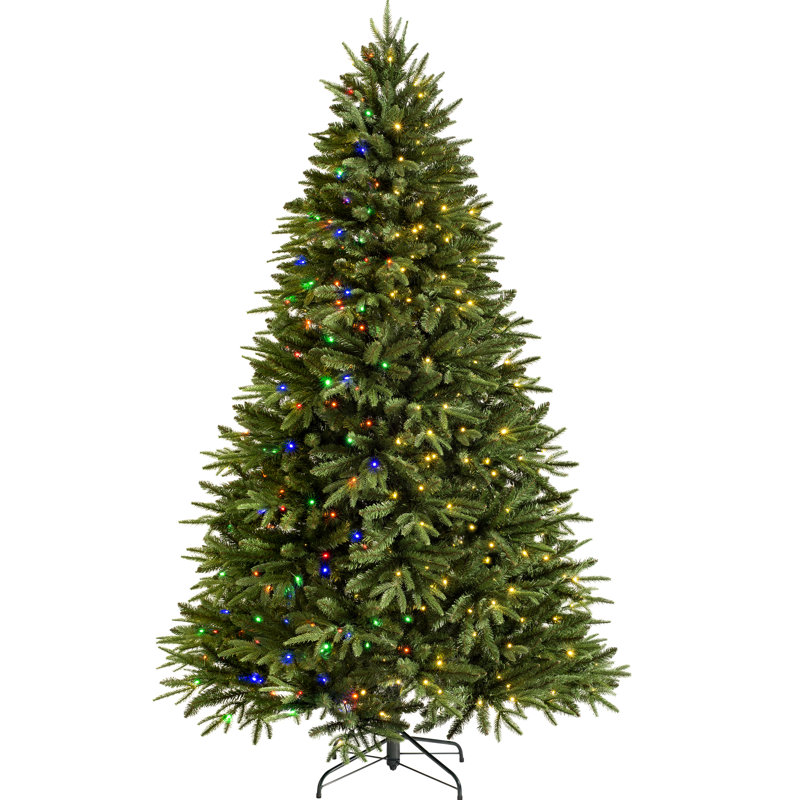 7ft Green Fir Artificial Christmas Tree 500 Coloured & White Lights