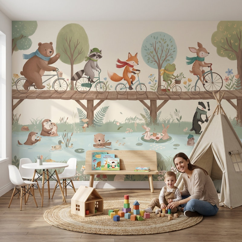 Décoration murale animalière nature ludique amovible, Non-Woven Nonpasted, 160"x108"