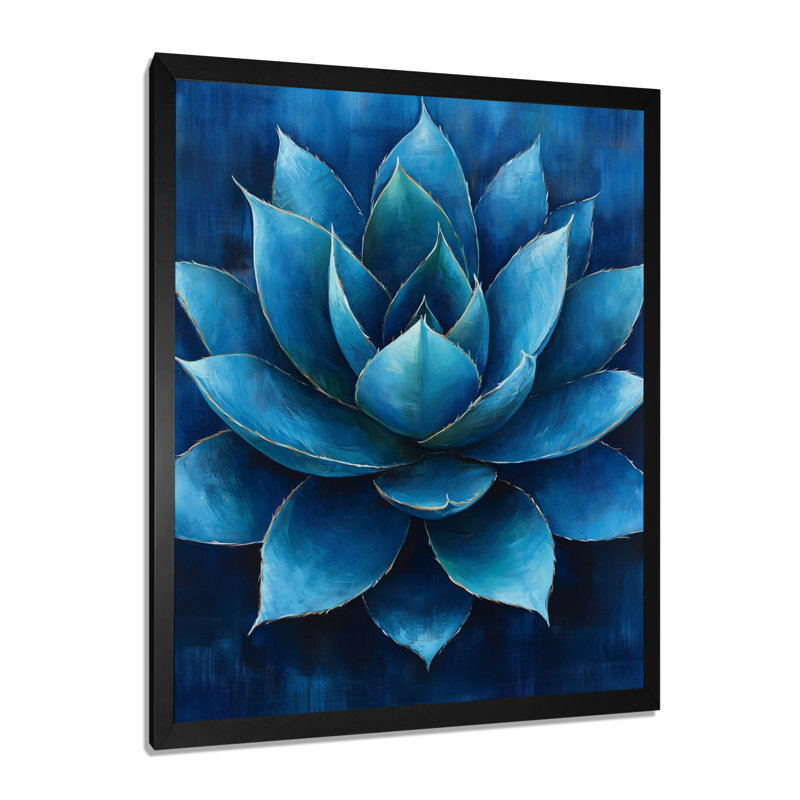 Étoile d'agave bleue - Toile encadrée représentant une plante succulente, H 32 po x l 24 po, Cadre photo noir