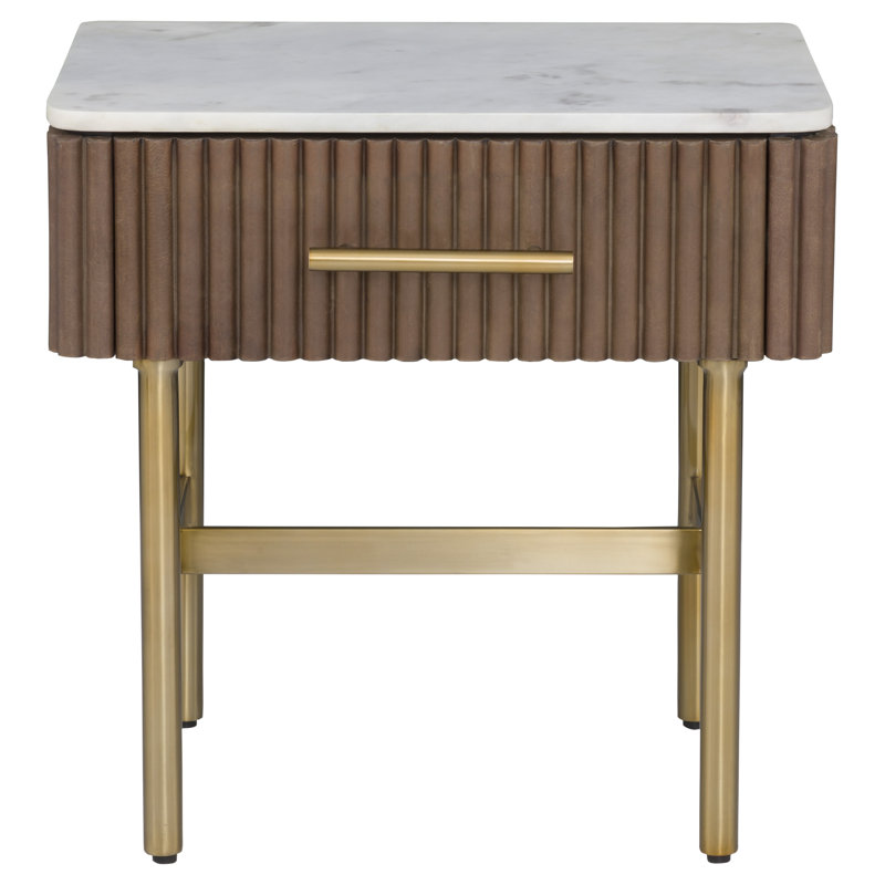One Drawer End Table, White