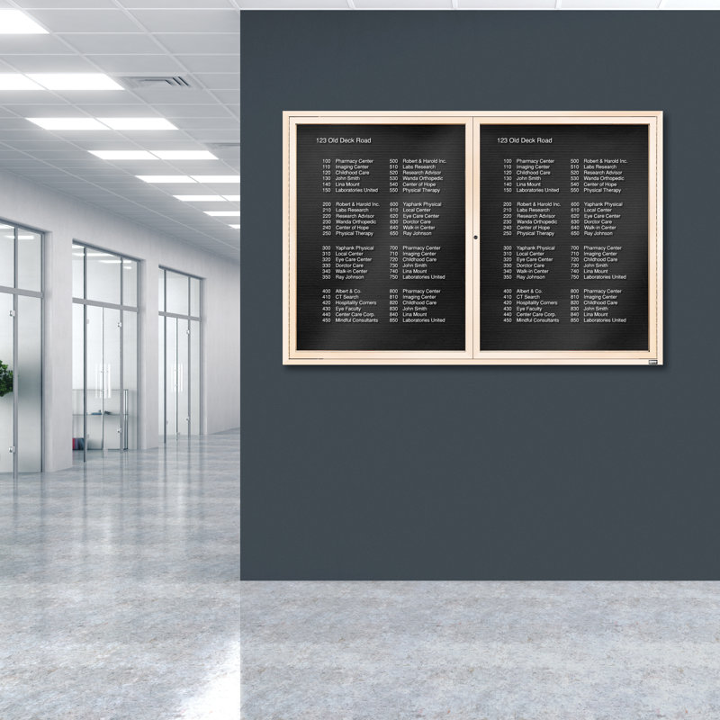 Tableau d'affichage mural fermé pour armoire d'annuaire, Ivoire thermolaqué, Deux, 48 po x 72 po